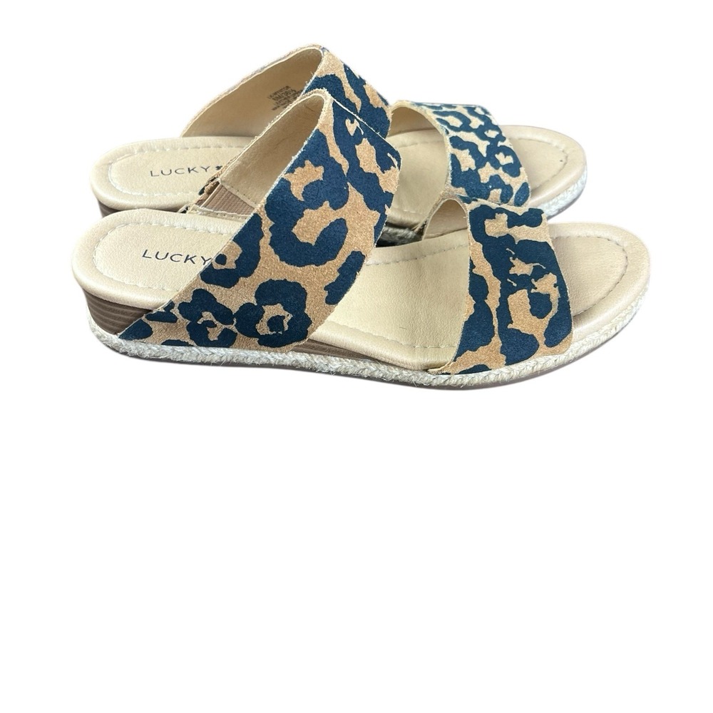 Lucky Brand Wyntor‎ Animal Print Slip Sandals Straps Shoes 6 M